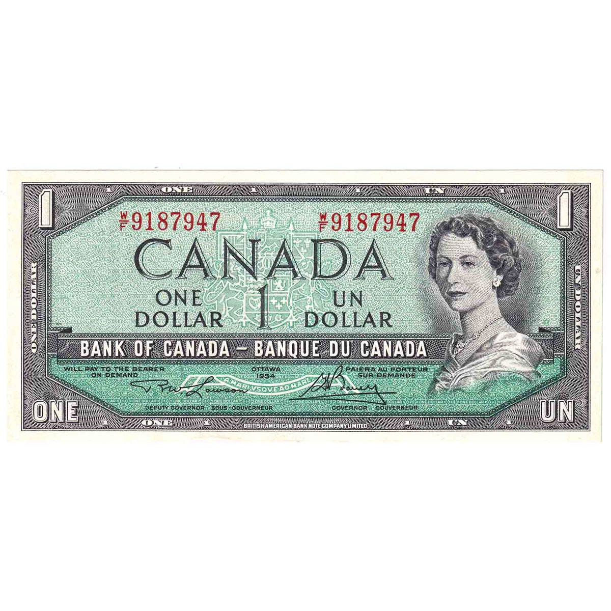 BC-37d 1954 Canada $1 Lawson-Bouey, W/F, Extra Fine (EF40)
