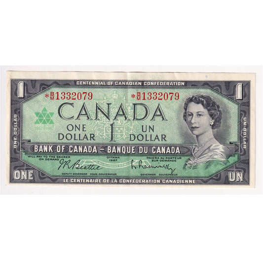 BC-45bA-i 1967 Canada $1 Beattie-Rasminsky, *B/M, EF-AU