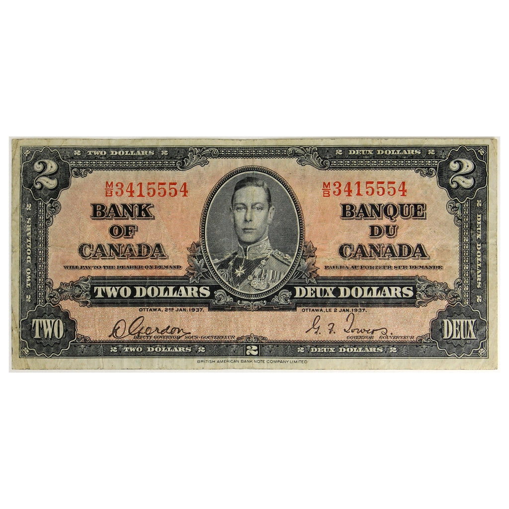 BC-22b 1937 Canada $2 Gordon-Towers, M/B, F-VF (F15)