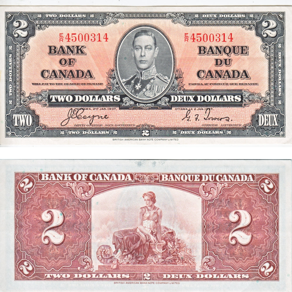 BC-22c 1937 Canada $2 Coyne-Towers, E/R, VF-EF (VF30)