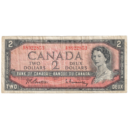 BC-38b 1954 Canada $2 Beattie-Rasminsky, A/R, F