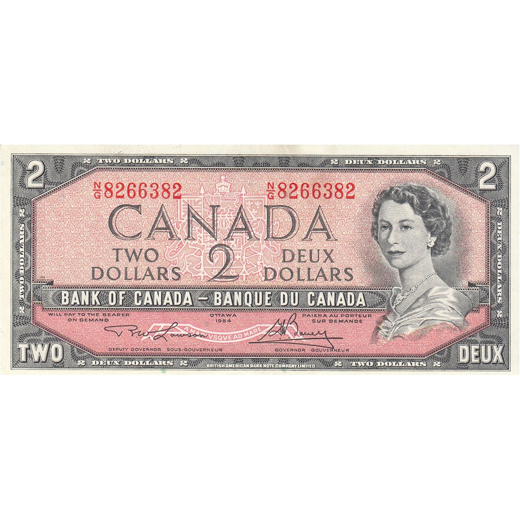 BC-38d 1954 Canada $2 Lawson-Bouey, N/G, EF-AU (EF45)