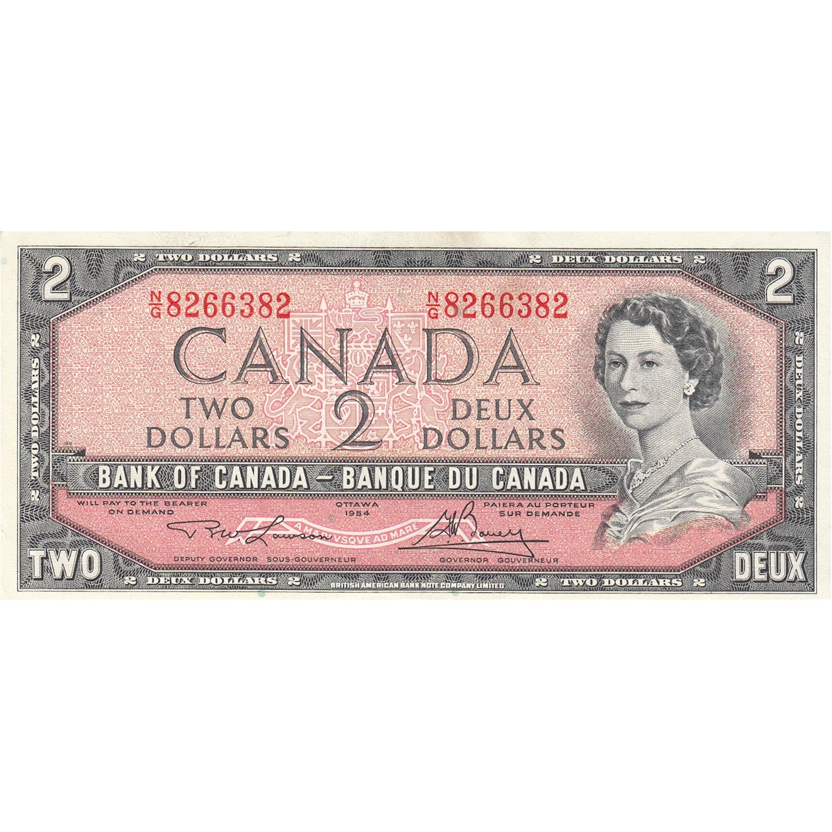 BC-38d 1954 Canada $2 Lawson-Bouey, N/G, EF-AU (EF45)