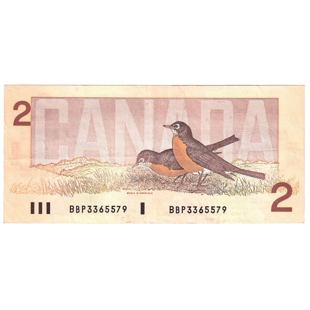 BC-55b 1986 Canada $2 Thiessen-Crow, BBP with Large B's, Extra Fine (EF40)