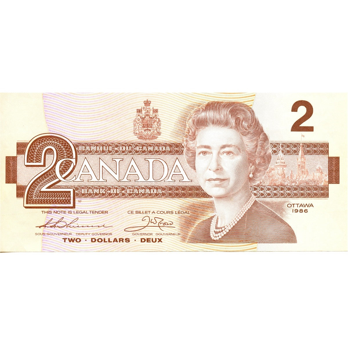 BC-55b 1986 Canada $2 Thiessen-Crow, BBP with Large B's, VF-EF (VF30)