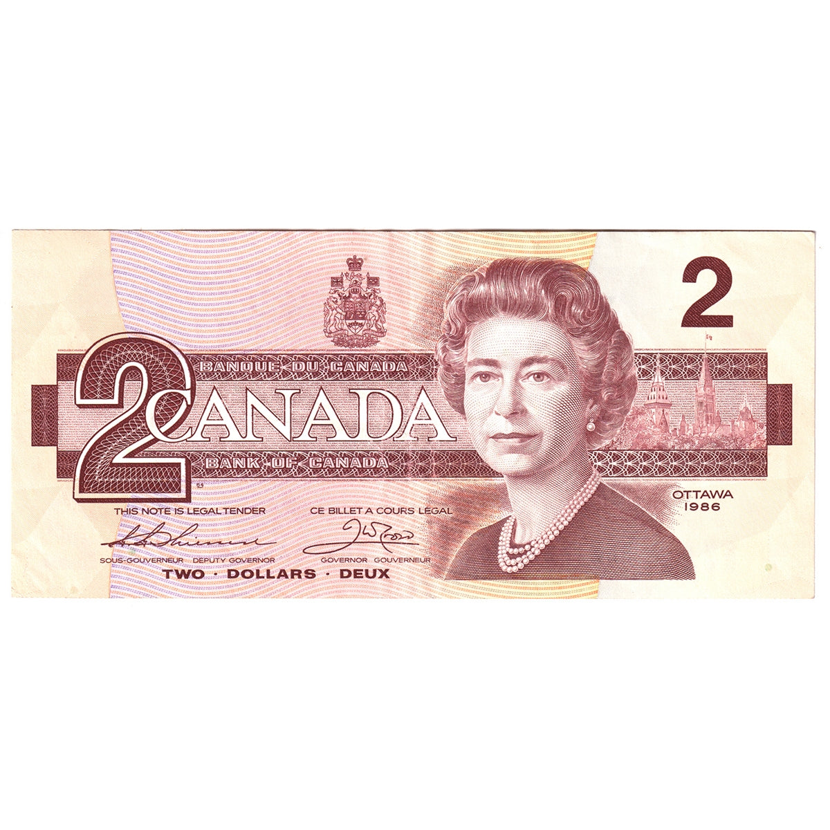 BC-55bA 1986 Canada $2 Thiessen-Crow, Small BBX, Extra Fine (EF40)
