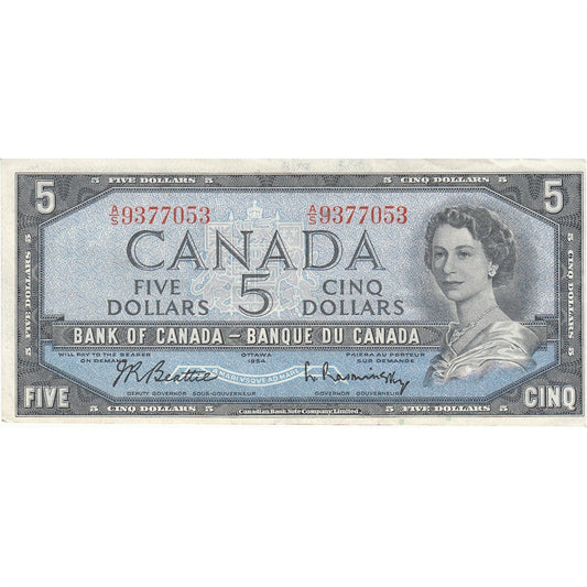 BC-39b 1954 Canada $5 Beattie-Rasminsky, A/S, VF-EF