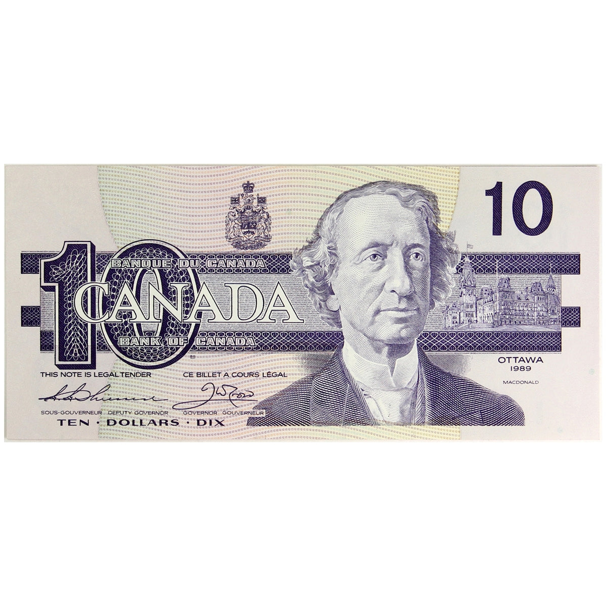 BC-57a 1989 Canada $10 Thiessen-Crow, ADT, Uncirculated (MS60)