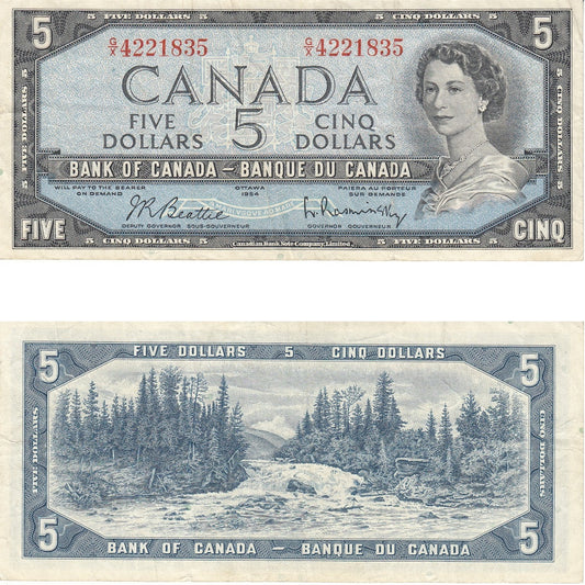 BC-39b 1954 Canada $5 Beattie-Rasminsky, G/X, VF