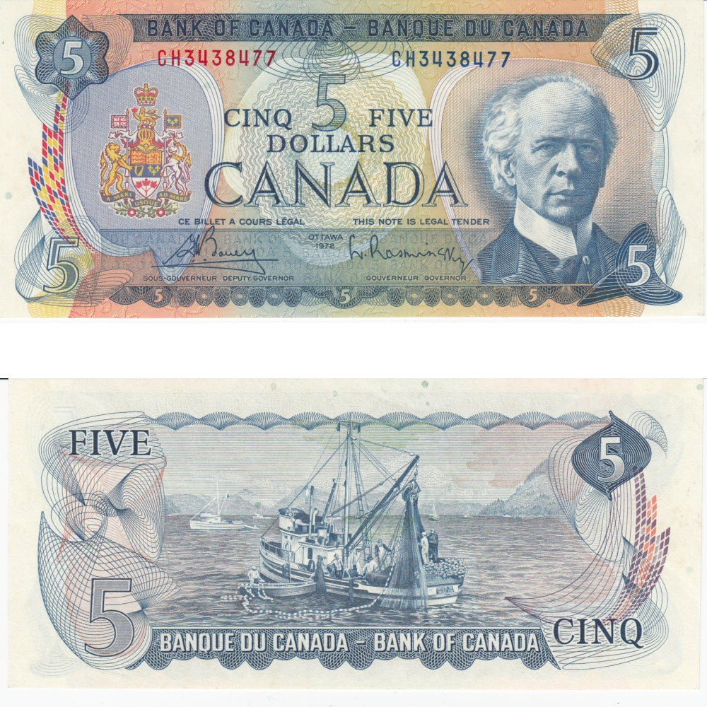 BC-48a 1972 Canada $5 Bouey-Rasminsky, CH, Uncirculated (MS60)