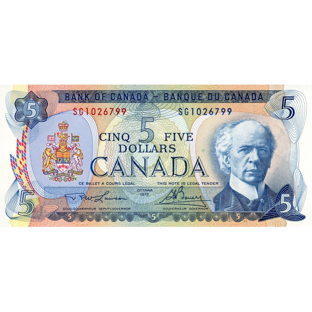 BC-48b 1972 Canada $5 Lawson-Bouey, SG, AU-UNC (AU55)