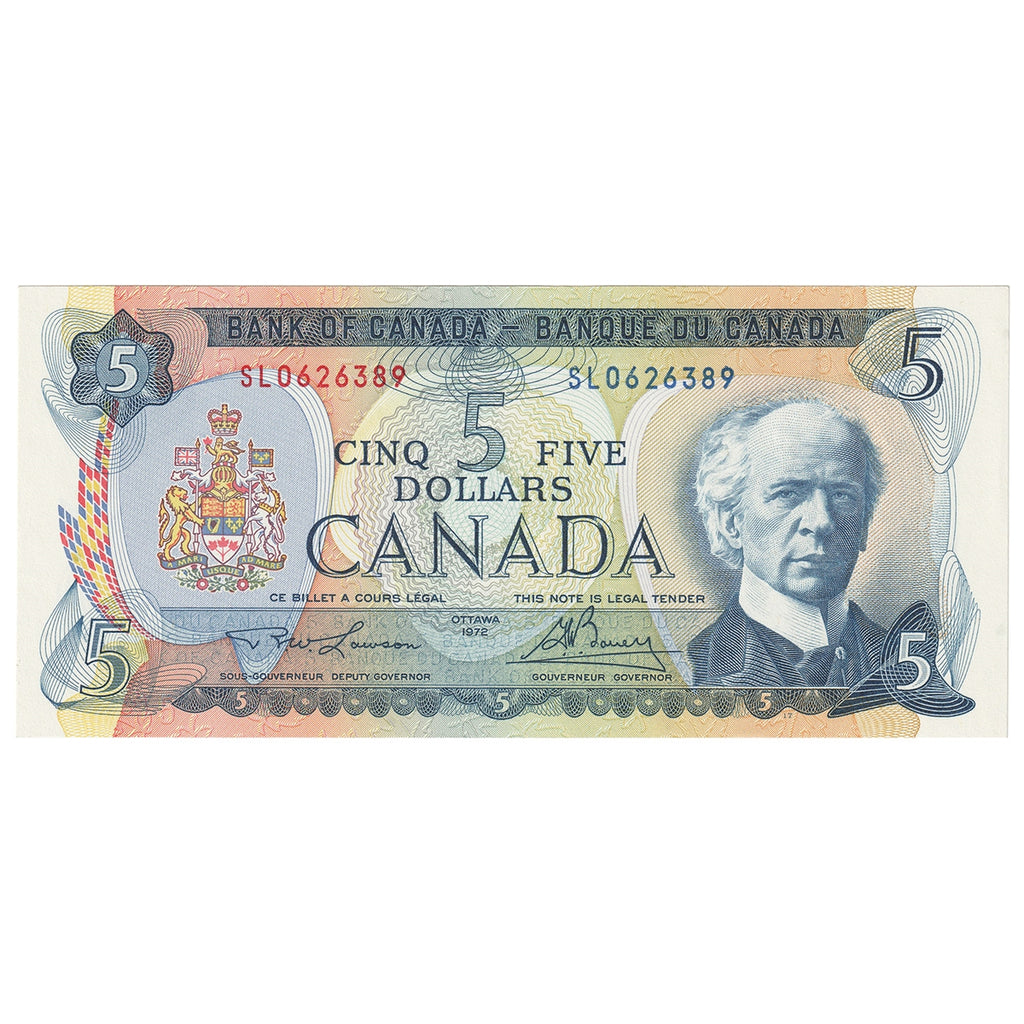 BC-48b 1972 Canada $5 Lawson-Bouey, SL, Uncirculated (MS60)