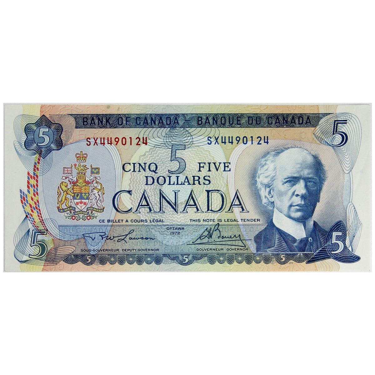BC-48b 1972 Canada $5 Lawson-Bouey, SX, Almost Uncirculated (AU50)