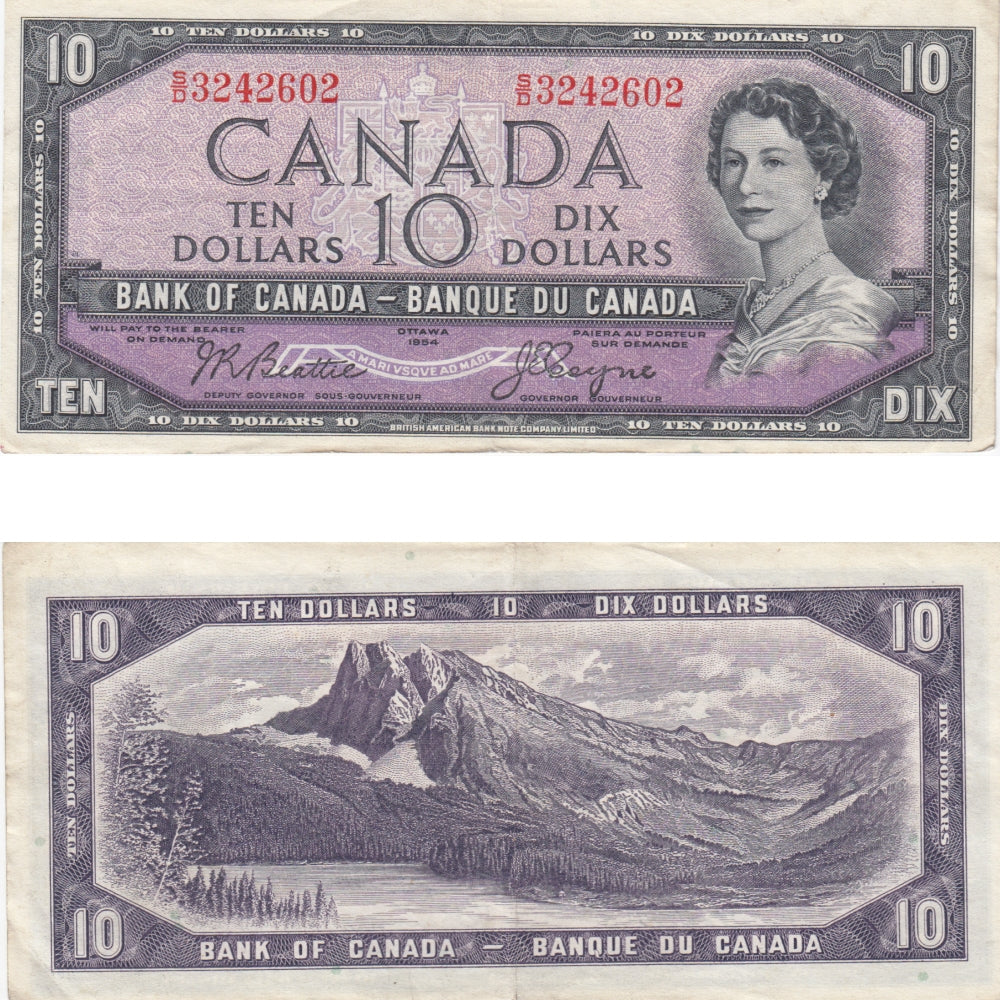 BC-40a 1954 Canada $10 Beattie-Coyne, S/D, EF
