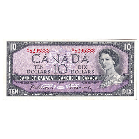 BC-40b 1954 Canada $10 Beattie-Rasminsky, V/T, VF-EF (VF30)