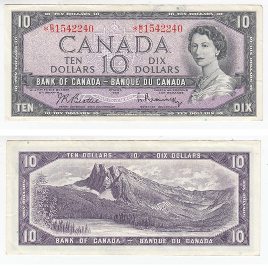 BC-40bA 1954 Canada $10 Beattie-Rasminsky, *B/D, EF