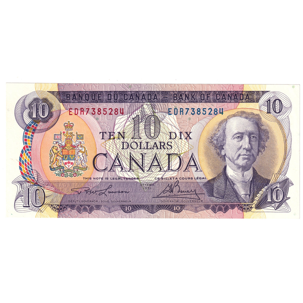 BC-49c-i 1971 Canada $10 Lawson-Bouey, EDR, Almost Uncirculated (AU50)