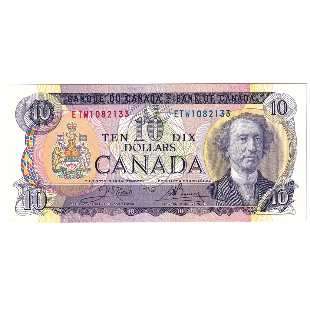 BC-49d 1971 Canada $10 Crow-Bouey, ETW, AU-UNC (AU55)