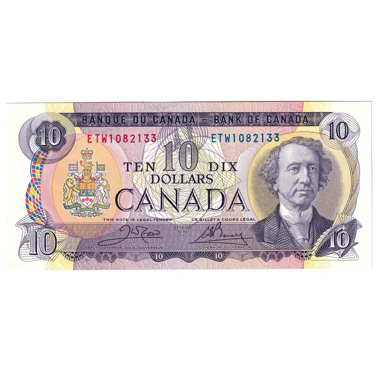 BC-49d 1971 Canada $10 Crow-Bouey, ETW, AU-UNC (AU55)
