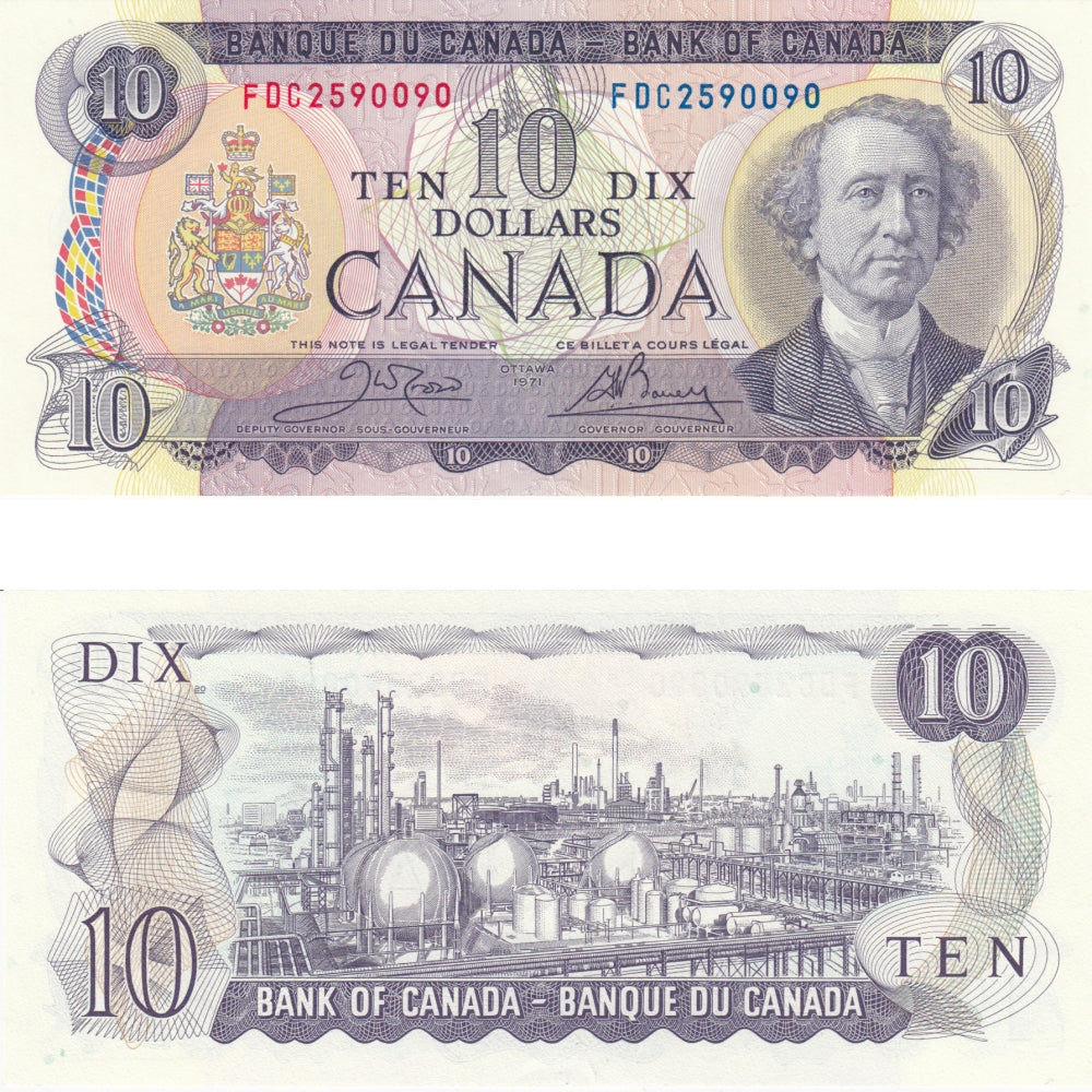 BC-49d 1971 Canada $10 Crow-Bouey, FDC, AU-UNC (AU55)