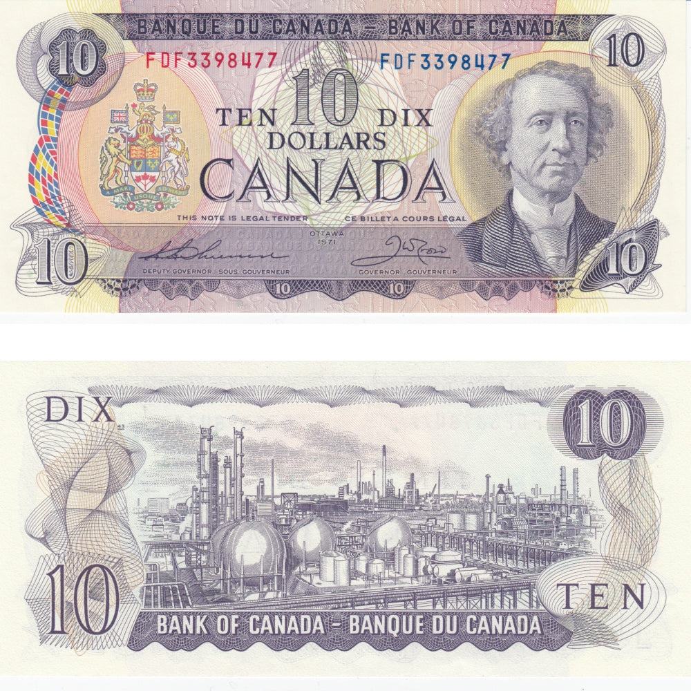 BC-49e 1971 Canada $10 Thiessen-Crow, FDF, Choice Uncirculated (CUNC63)