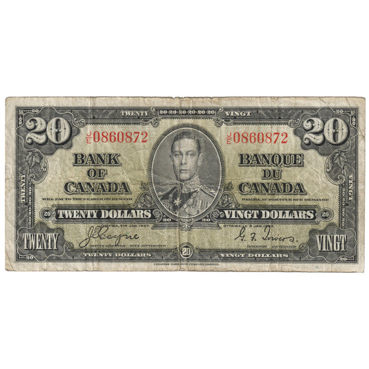 BC-25c 1937 Canada $20 Coyne-Towers, J/E, VG-F
