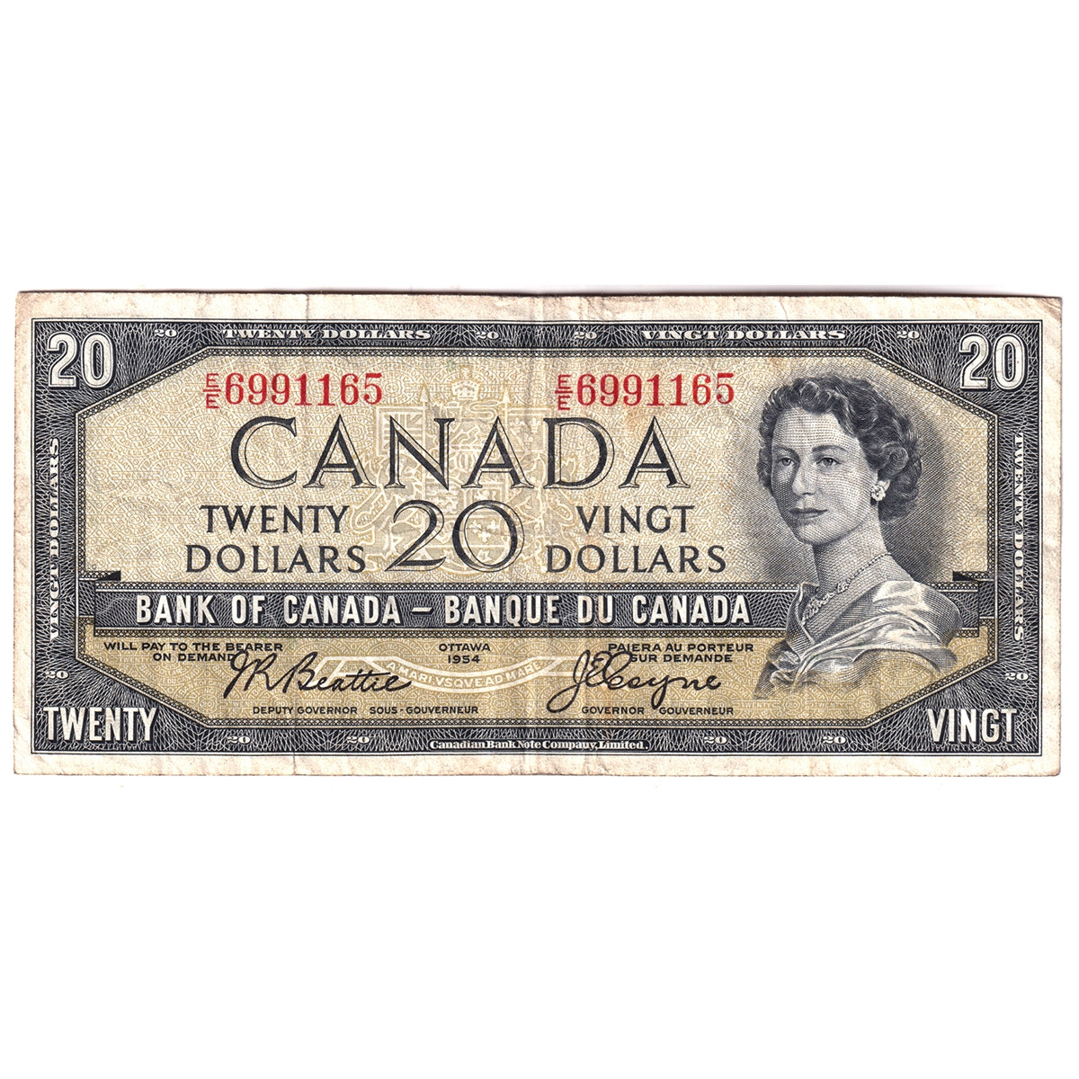 BC-41a 1954 Canada $20 Beattie-Coyne, E/E, Very Fine (VF20)
