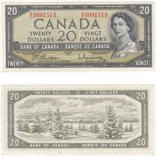 BC-41b 1954 Canada $20 Beattie-Rasminsky, R/E, Extra Fine (EF40)