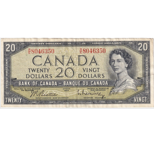 BC-41b 1954 Canada $20 Beattie-Rasminsky, R/E, VF