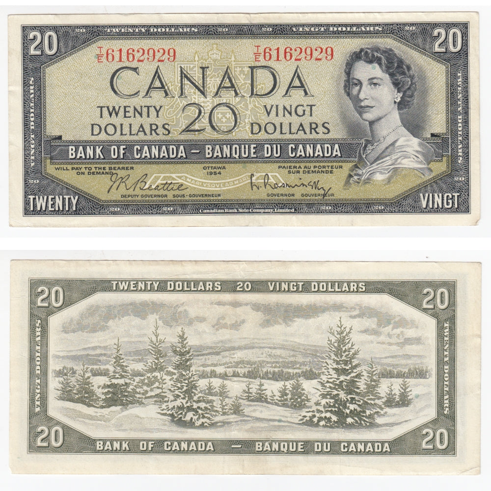 BC-41b 1954 Canada $20 Beattie-Rasminsky, T/E, Extra Fine (EF40)