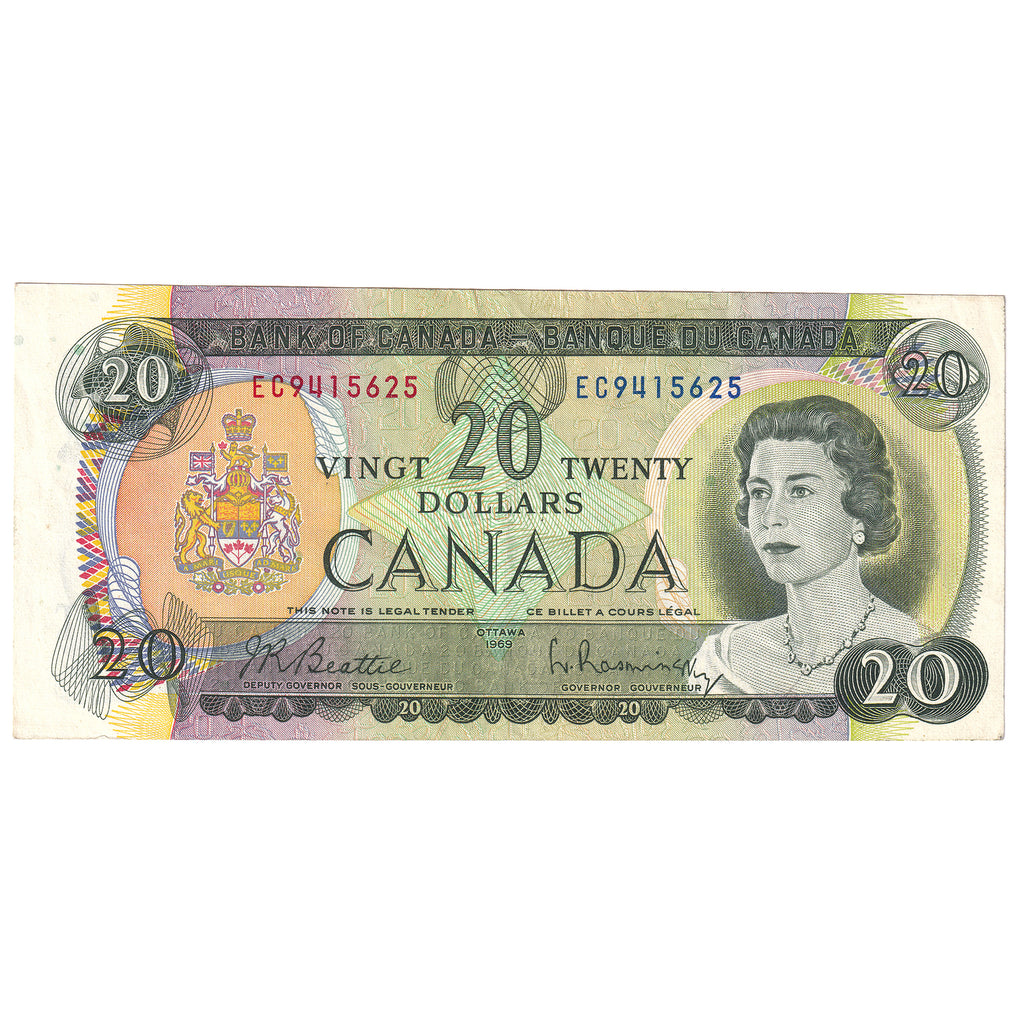 BC-50a 1969 Canada $20 Beattie-Rasminsky, EC, EF-AU (EF45)