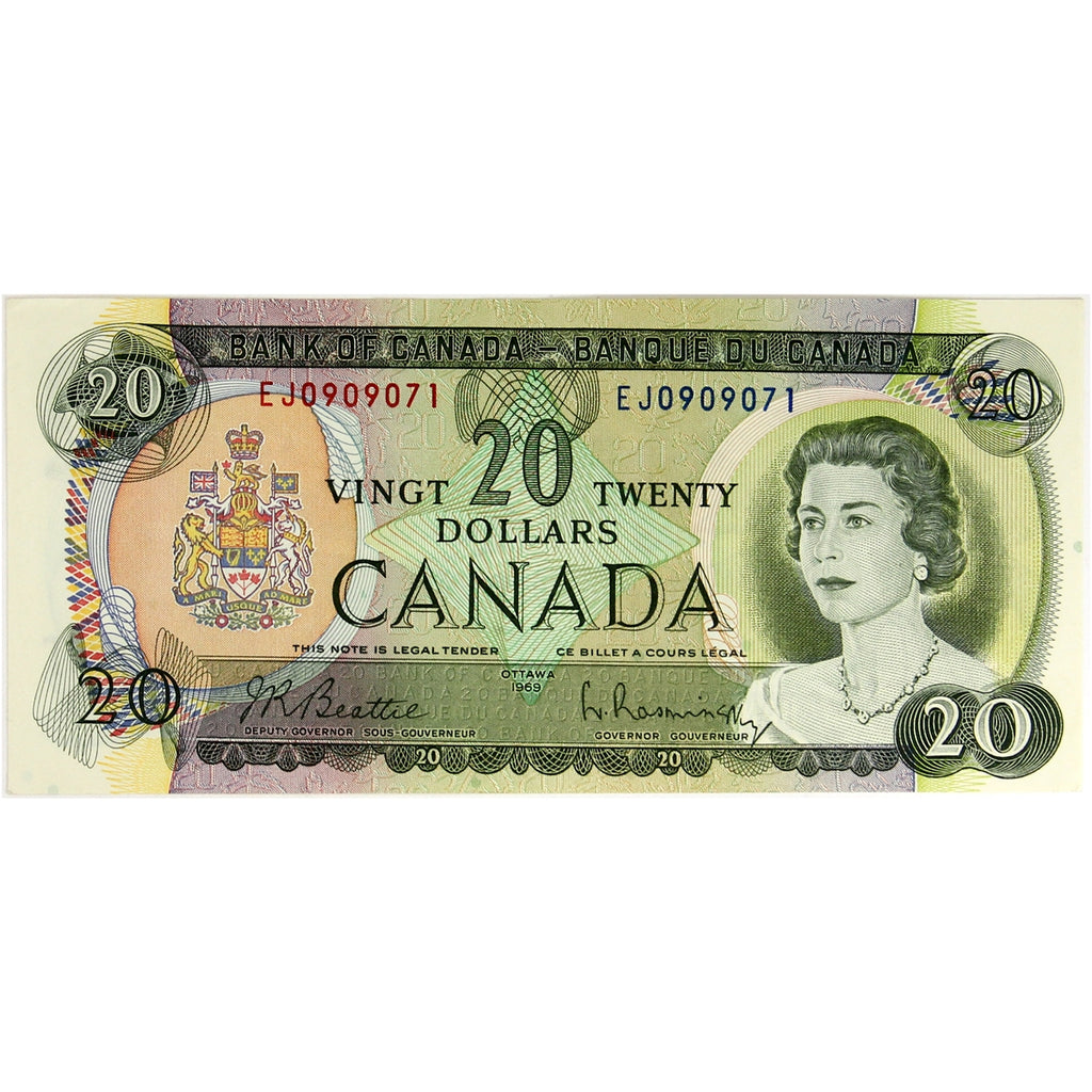BC-50a 1969 Canada $20 Beattie-Rasminsky, EJ, AU-UNC (AU55)