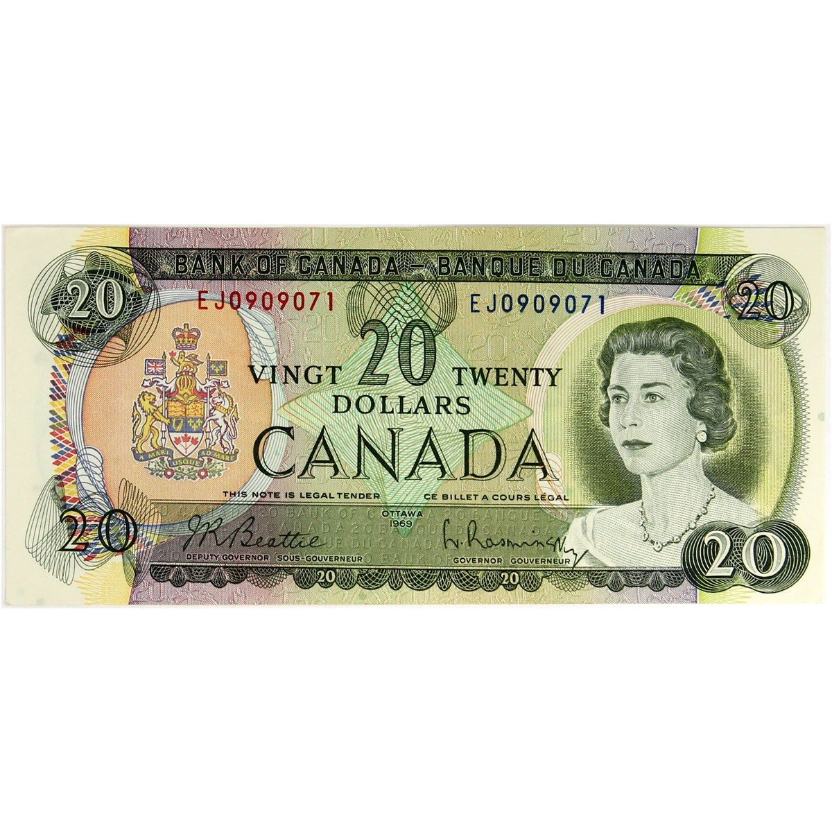 BC-50a 1969 Canada $20 Beattie-Rasminsky, EJ, AU-UNC (AU55)