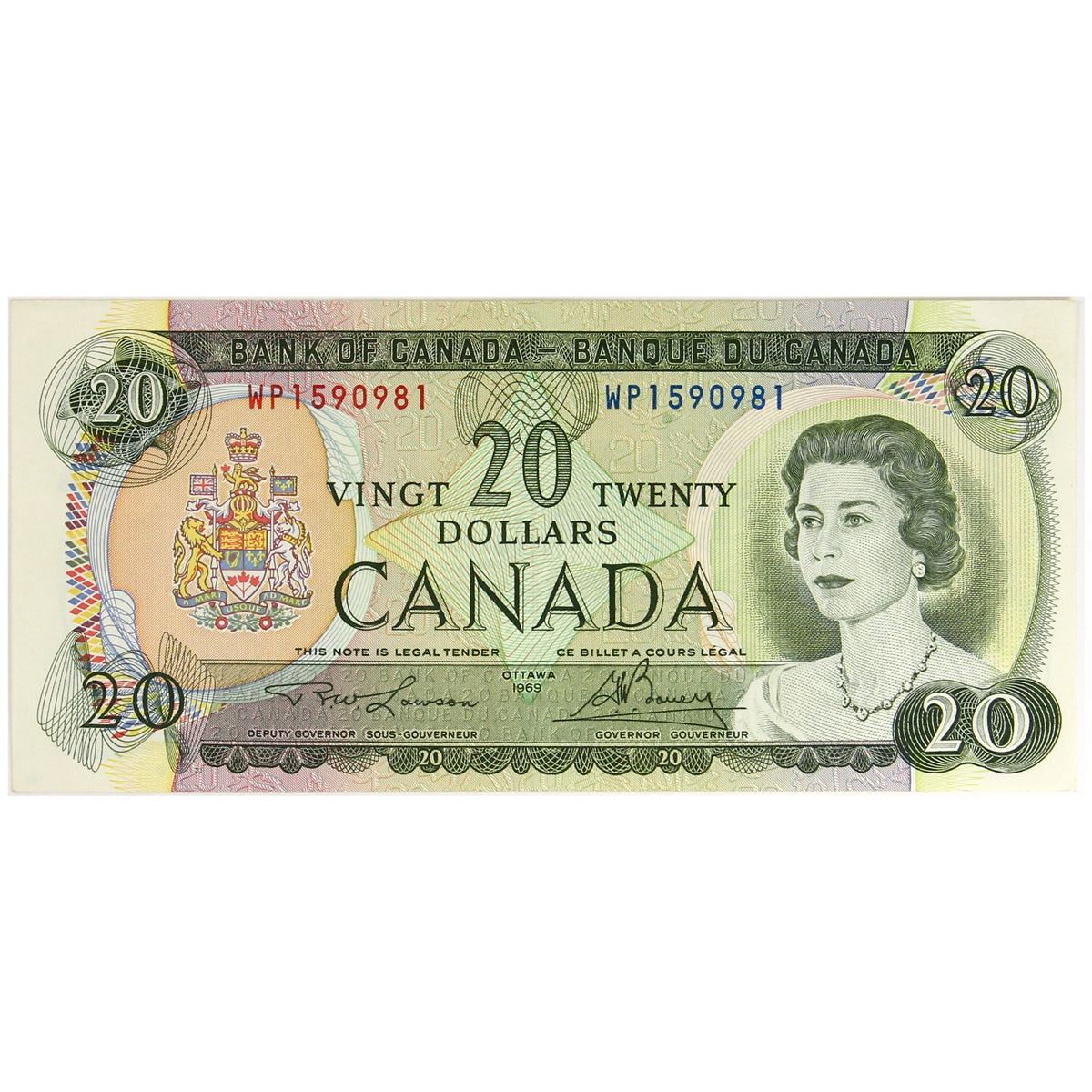 BC-50b 1969 Canada $20 Lawson-Bouey, EP, EF-AU (EF45)