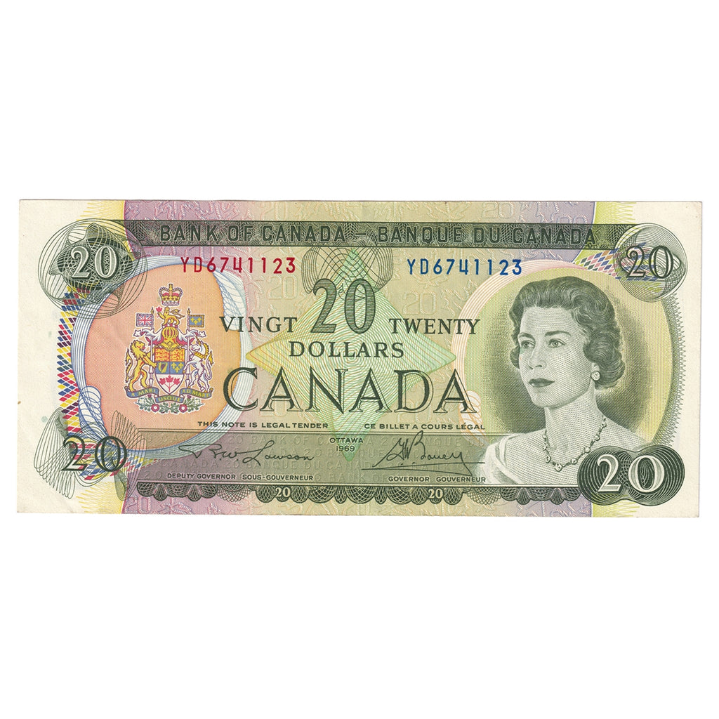 BC-50b 1969 Canada $20 Lawson-Bouey, YD, EF-AU (EF45)