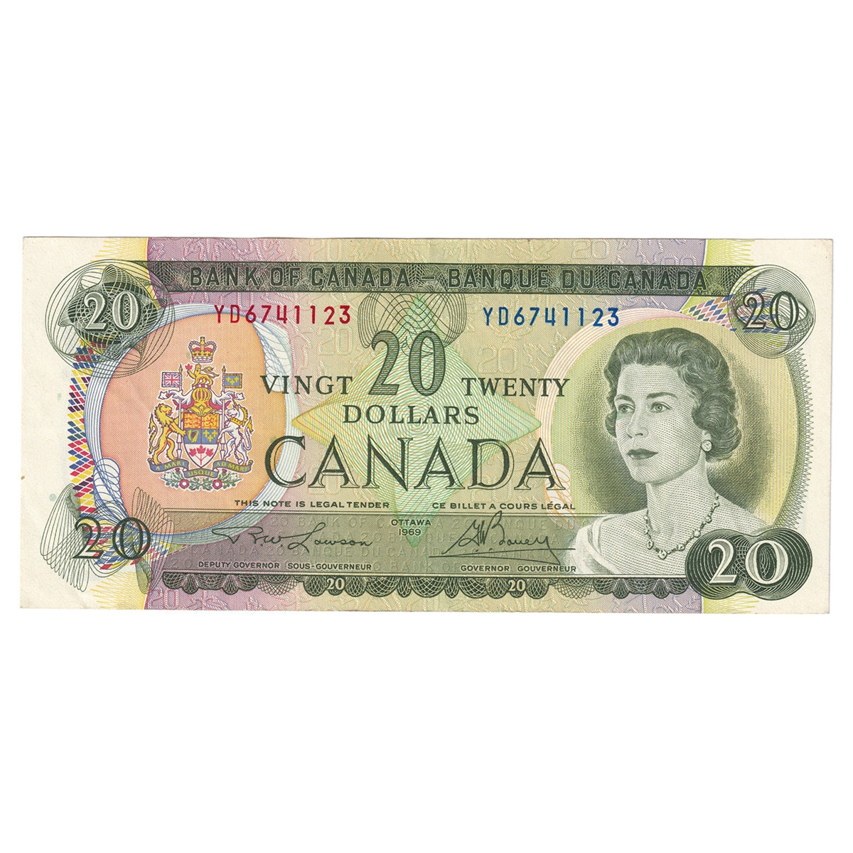 BC-50b 1969 Canada $20 Lawson-Bouey, YD, EF-AU (EF45)