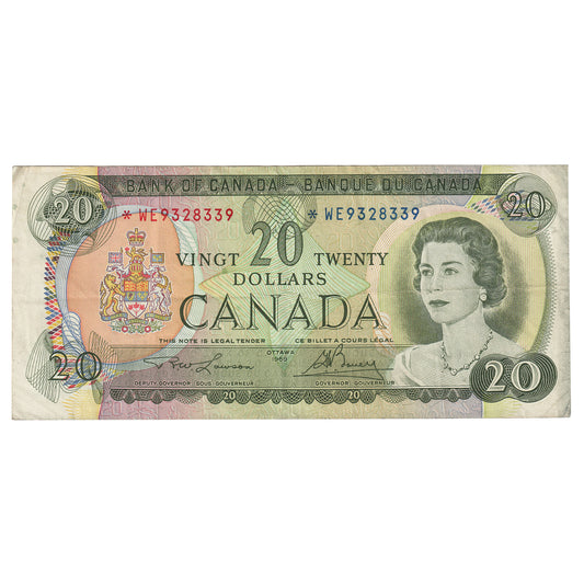 BC-50bA 1969 Canada $20 Lawson-Bouey, *WE, VF