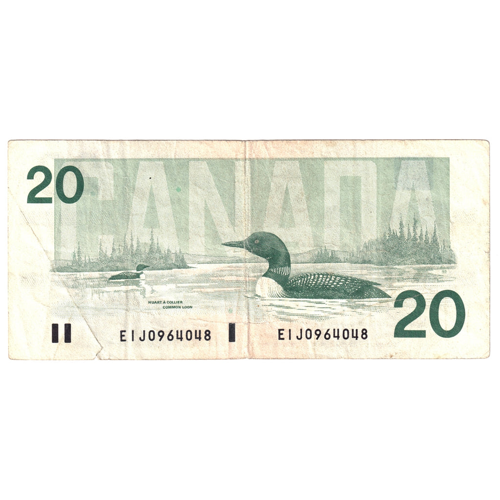 BC-58a 1991 Canada $20 Thiessen-Crow, EIJ without Serifs, Circ