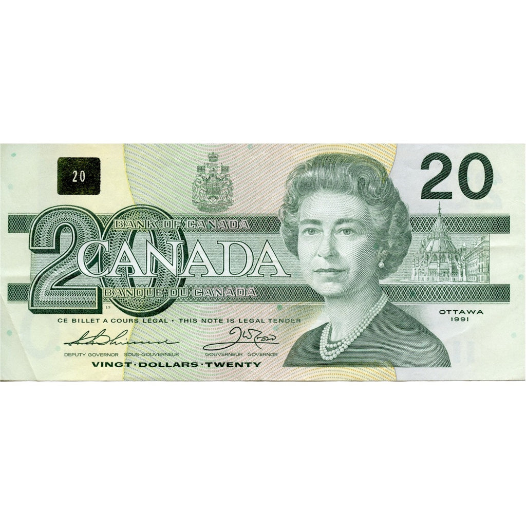 BC-58a-i 1991 Canada $20 Thiessen-Crow, EIJ with Serifs, VF-EF (VF30)