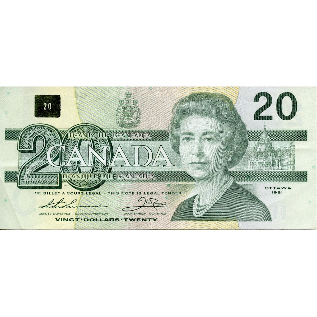 BC-58a-i 1991 Canada $20 Thiessen-Crow, EIJ with Serifs, VF-EF (VF30)