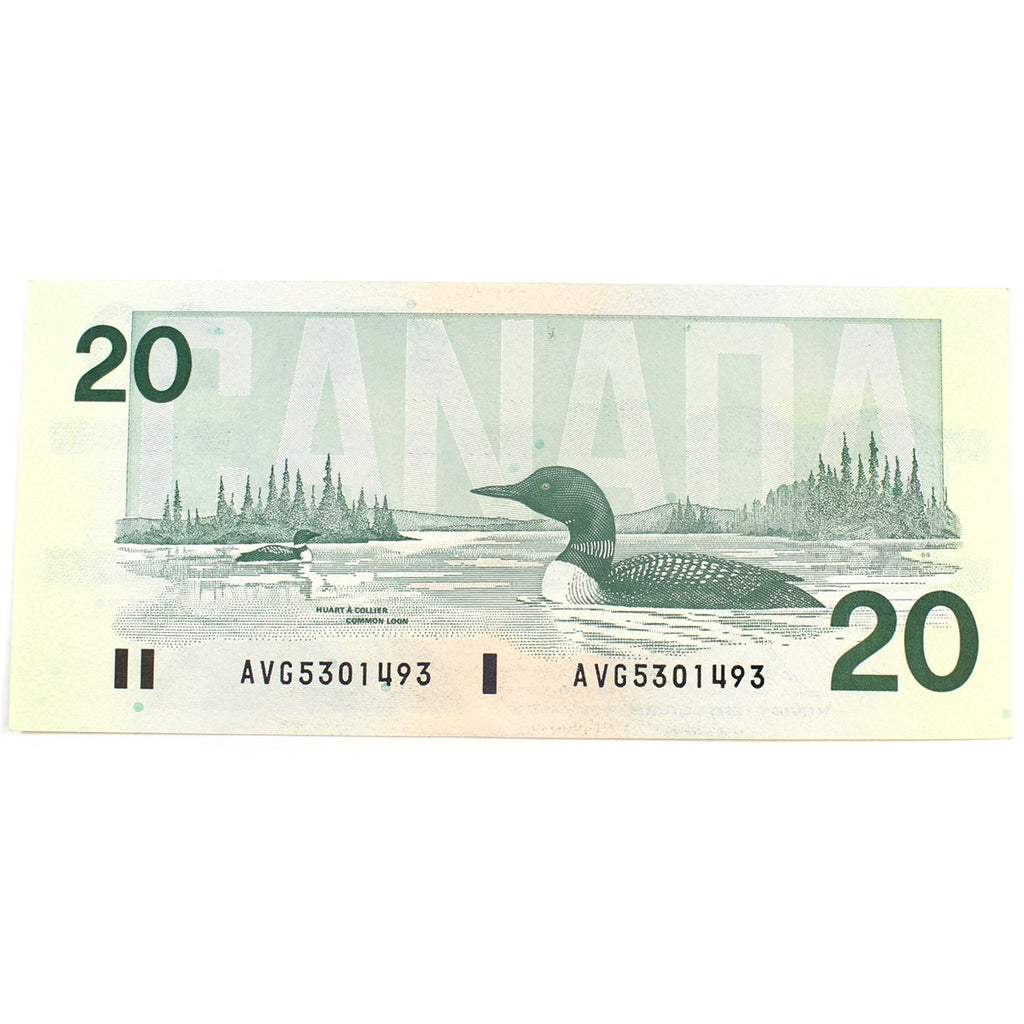 BC-58b-i 1991 Canada $20 Bonin-Thiessen, AVG, AU-UNC (AU55)