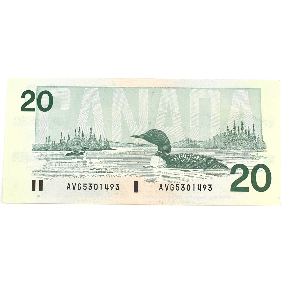 BC-58b-i 1991 Canada $20 Bonin-Thiessen, AVG, AU-UNC (AU55)