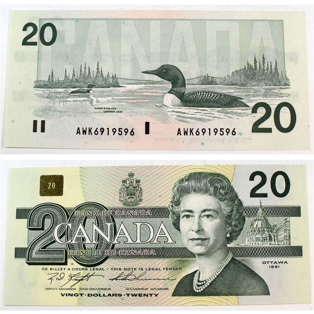 BC-58c 1991 Canada $20 Knight-Thiessen, AWK, Choice Uncirculated (CUNC63)