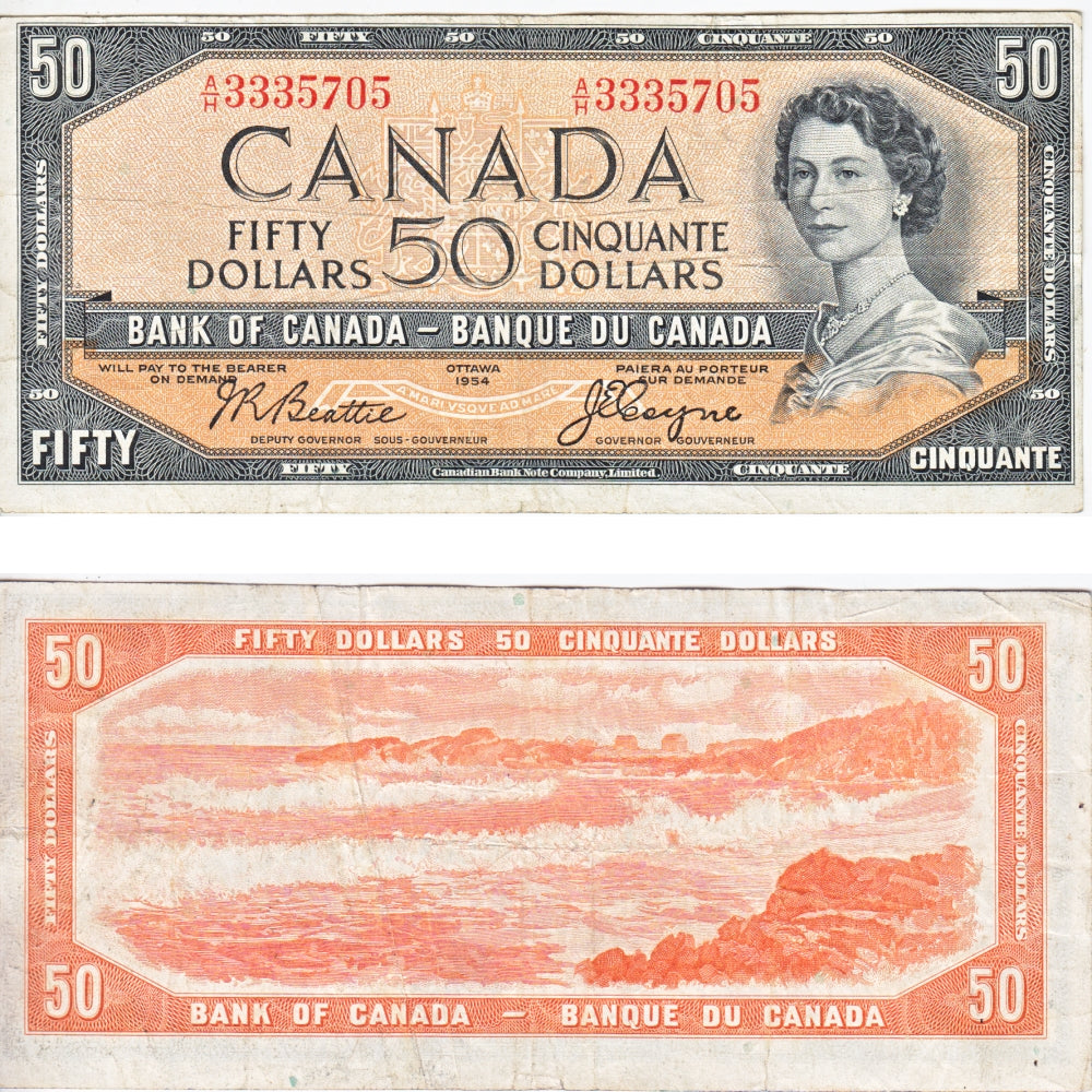 BC-42a 1954 Canada $50 Beattie-Coyne, A/H, Very Fine (VF20)