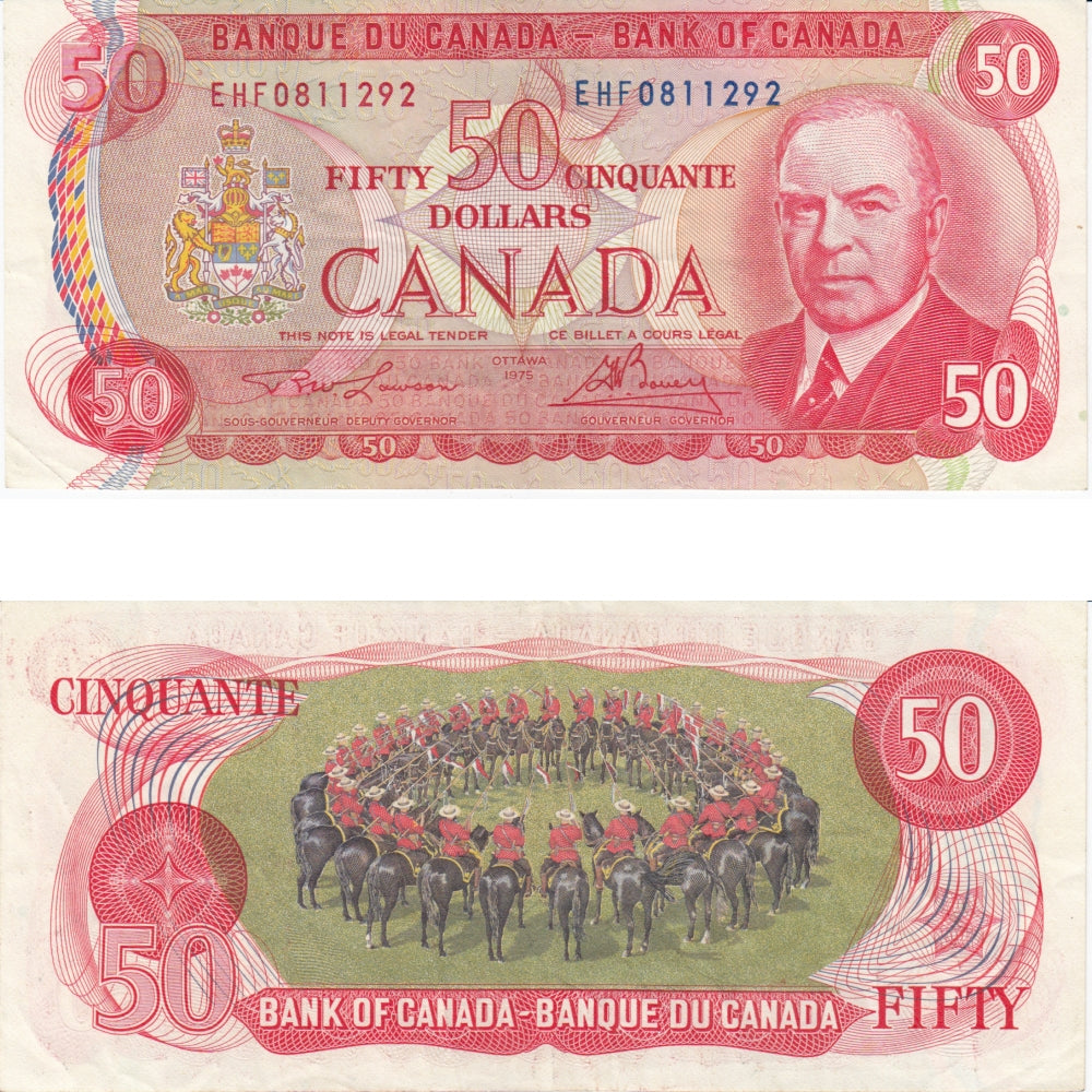 BC-51a-i 1975 Canada $50 Lawson-Bouey, EHF, Very Fine (VF20)