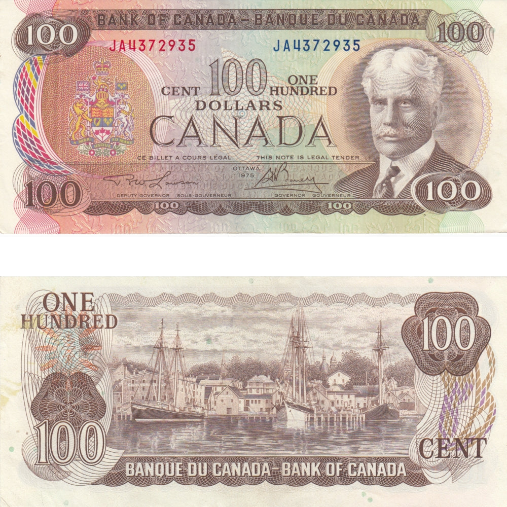 BC-52a 1975 Canada $100 Lawson-Bouey, JA, Almost Uncirculated (AU50)