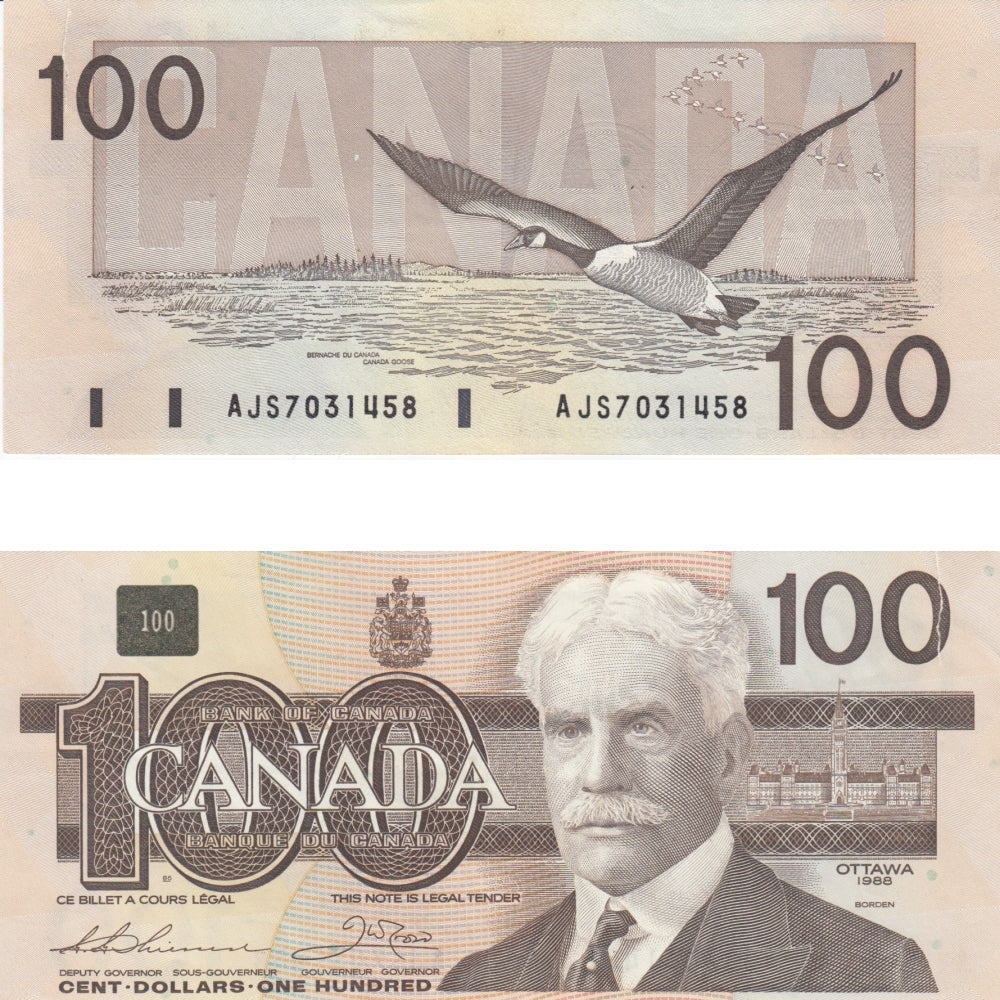 BC-60a 1988 Canada $100 Thiessen-Crow, AJS, circ