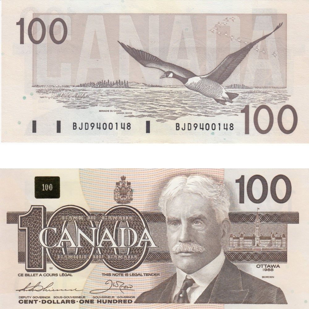 BC-60a-i 1988 Canada $100 Thiessen-Crow, BJD, AU-UNC (AU55)
