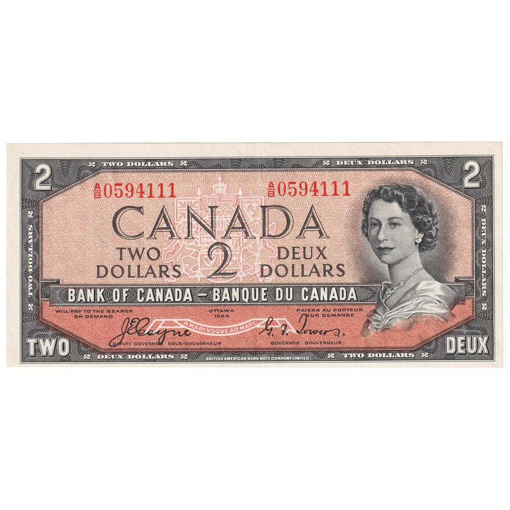 BC-30a 1954 Canada $2 Coyne-Towers, Devil's Face, A/B, Extra Fine (EF40)