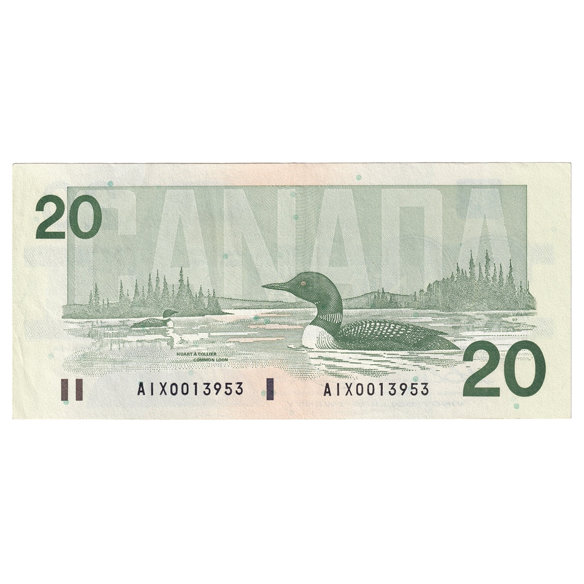 BC-58aA-ii 1991 Canada $20 Thiessen-Crow, AIX Without Serifs, Extra Fine (EF40)